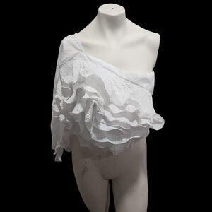 Let Me Be Anthropologie Ruffle Blouse Womens SZ M Avant Garde Art To Wear Glam